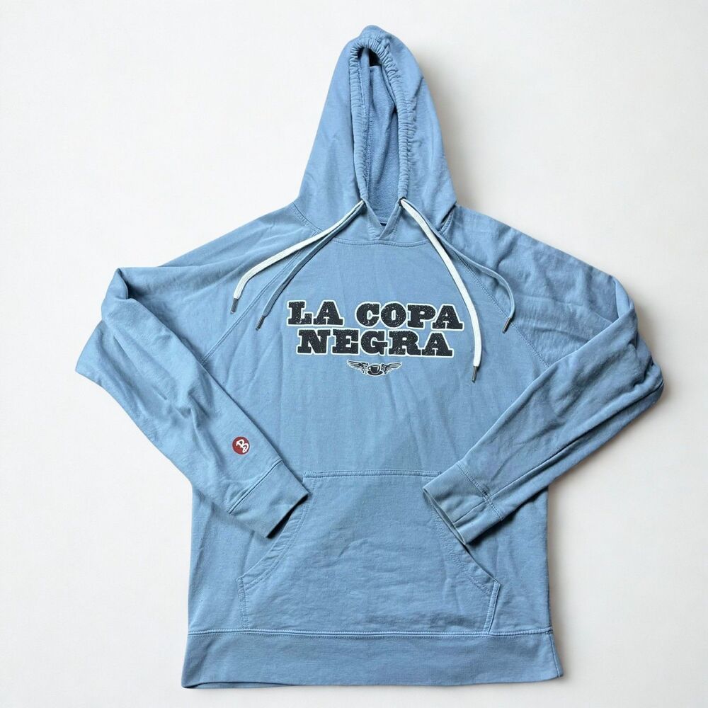 Independent Trading Co Hoodie Mens M Blue La Copa Negra Coffee Graphic Pullover